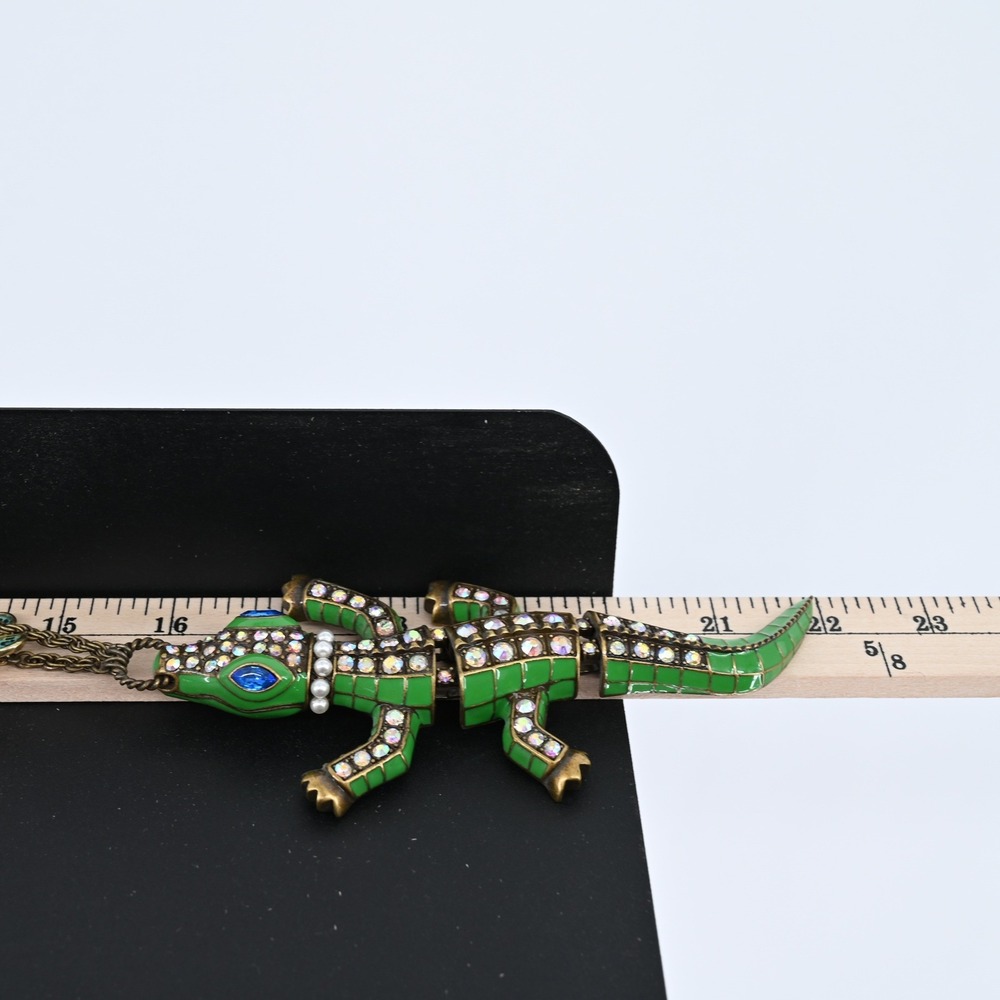 Betsey Johnson Moving Alligator AB Rhinestone Pearl Collar Necklace Whimsigoth - Picture 14 of 16